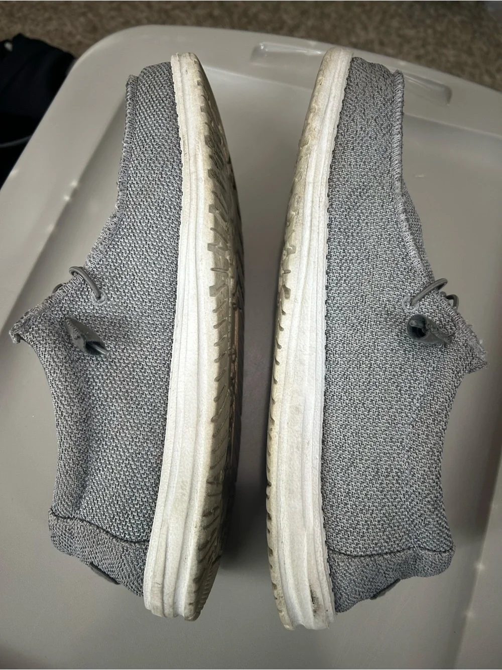 Hey Dude Wally Sox Grey White Slip-On Loafers Sz 14